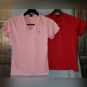 2 Vintage (90s) Ralph Lauren Sport V Neck Tees